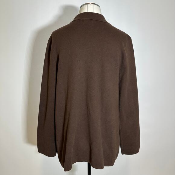 Lands End Brown Cotton Knit Button Front Blazer Sweater Cardigan Womens Medium M - Picture 6 of 11